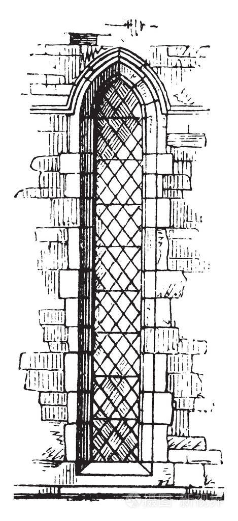 早期的英语窗口包含早期英语窗口的样本 在他们的尖拱和拱形屋顶 老式的线条绘制或雕刻插图 插画 正版商用图片13bb66 摄图新视界