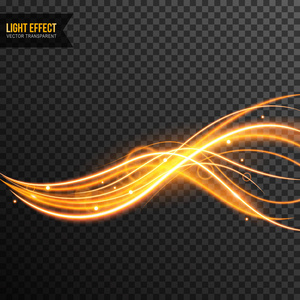 光效抽象矢量透明线旋流和金色火花