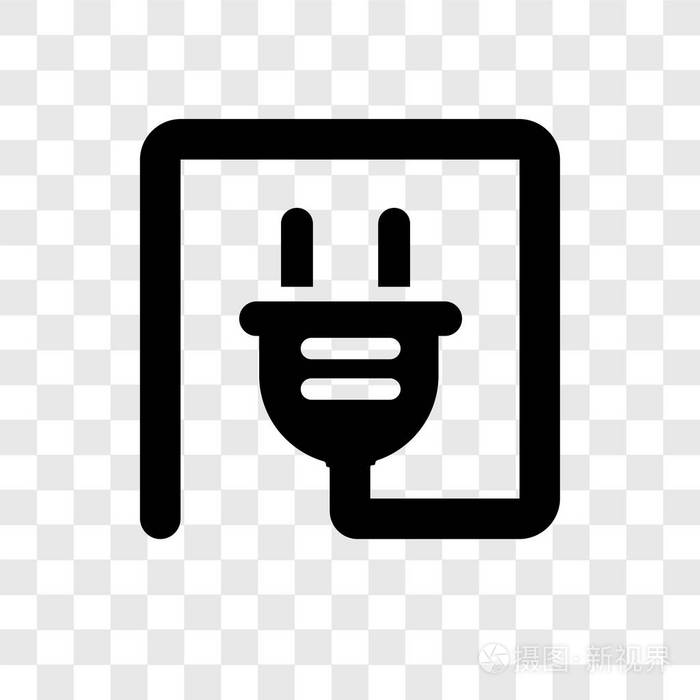 插头图标隔离在透明背景上.