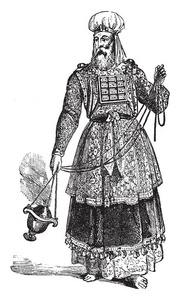 以色列大祭司的一幅古老的图片,也被称为kohengadol或kohenhagadol.