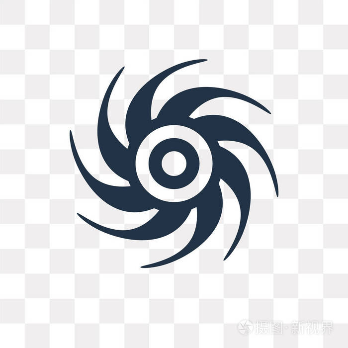 在透明的背景上孤立的飓风矢量图标可用于网络和移动