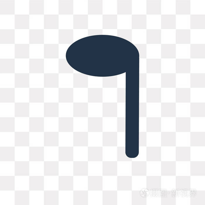 在透明背景上隔离的四分之一音符矢量图标透明概念可以使用网络和移动