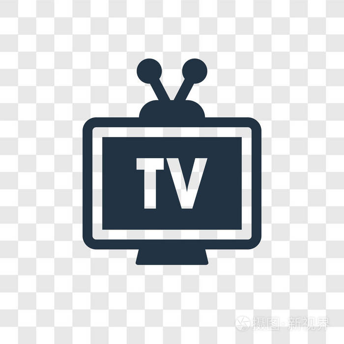 时尚设计风格的电视图标电视图标隔离在透明背景上电视矢量图标简单