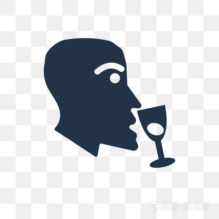 在透明背景上隔离的品酒矢量图标,品酒透明度概念可以使用网络和移动