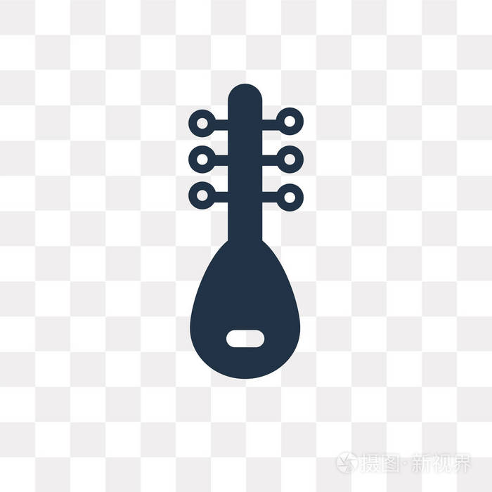 透明背景上孤立的琵琶矢量图标透明概念可用于网络和移动
