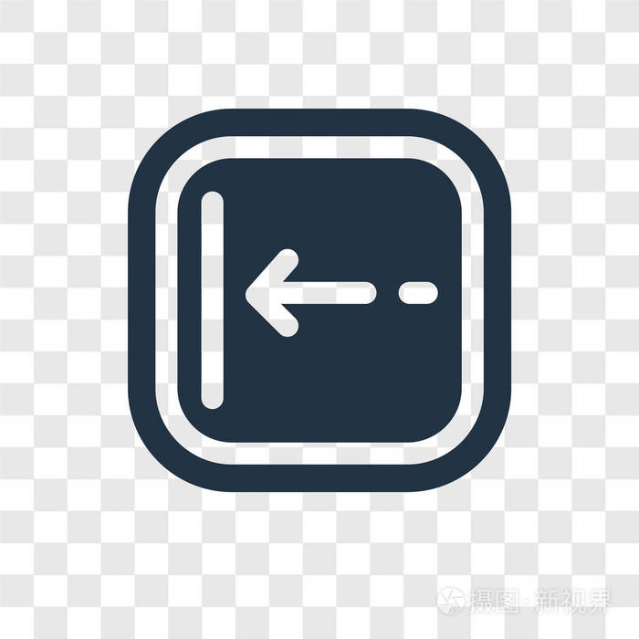 左箭头图标隔离在透明背景上.