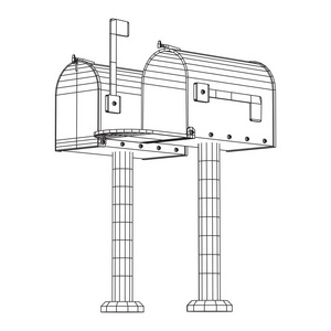 信件邮箱与信件邮件。 线框低聚网矢量图