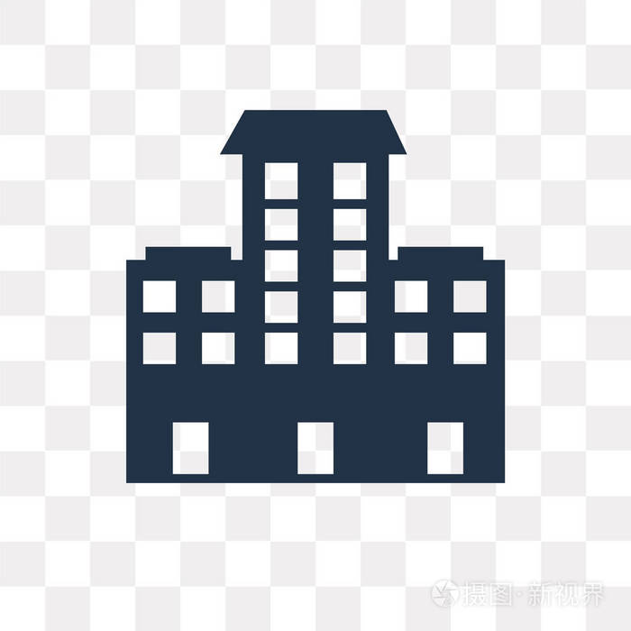在透明背景建筑上隔离的建筑物矢量图标透明概念可以使用网络和移动