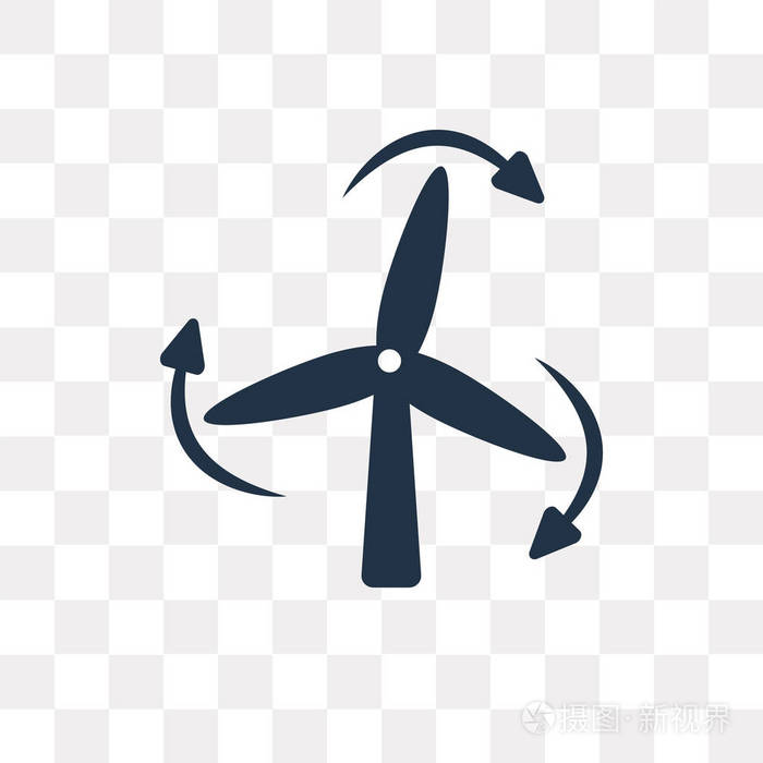 在透明背景上隔离的风能矢量图标,可用于网络和移动