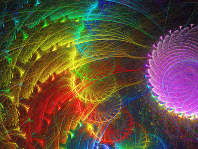 彩虹抽象分形背景三维渲染