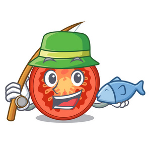 斗图切钓鱼卡通新鲜西红柿切片烹饪照片