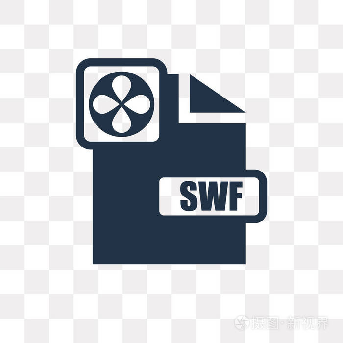 在透明背景上隔离的SWF矢量图标SWF透明概念可以使用Web和移动插画-正版