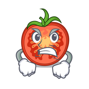 愤怒的卡通新鲜西红柿切片烹饪