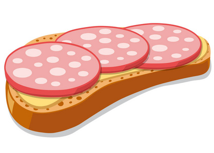 用切片香肠和黄油做三明治的插图