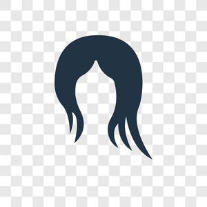 时尚设计风格的女性长发图标。 女性长发图标隔离在透明背景上。 女性长发矢量图标简单和现代平面符号的网站移动标志应用程序UI。 女