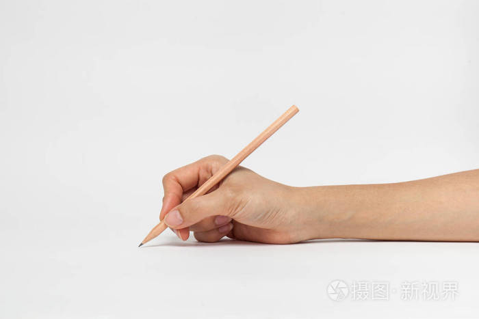 用铅笔写东西的手