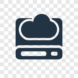 时尚设计风格的云存储图标。 在透明背景上隔离的云存储图标。 云存储矢量图标简单和现代平面符号的网站移动标志应用程序UI。 云存储