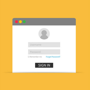 登录界面, 用户名和密码。用于 web 设计的矢量插图模板