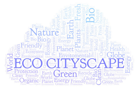 生态城市景观词云..WordCloud只用文字制作。