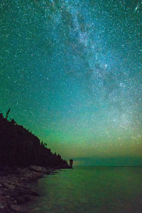 银河和星空沿格鲁吉亚湾湖岸图片