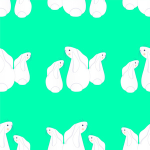 无缝白兔无缝图案绿色设计元素库存矢量插图网页打印