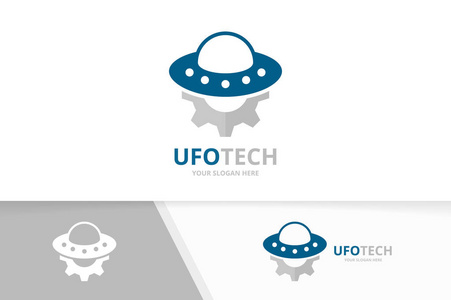 宇宙飞船和机械符号或图标.独特的外星和工业标识设计模板照片