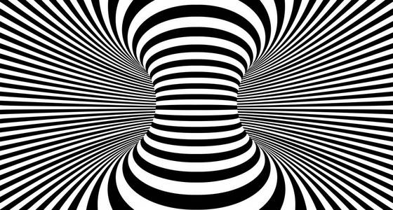 抽象3d 的黑白幻象.光学错觉向量的概念设计.eps 10 矢量插画照片