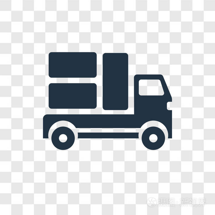 移动卡车图标隔离在透明背景上.