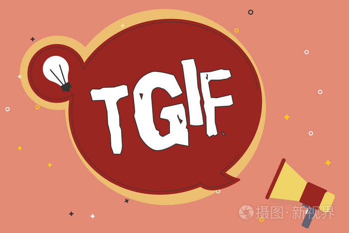 字文字 tgif.美国家庭面向的商业概念显示星期五疯狂庆祝休息日