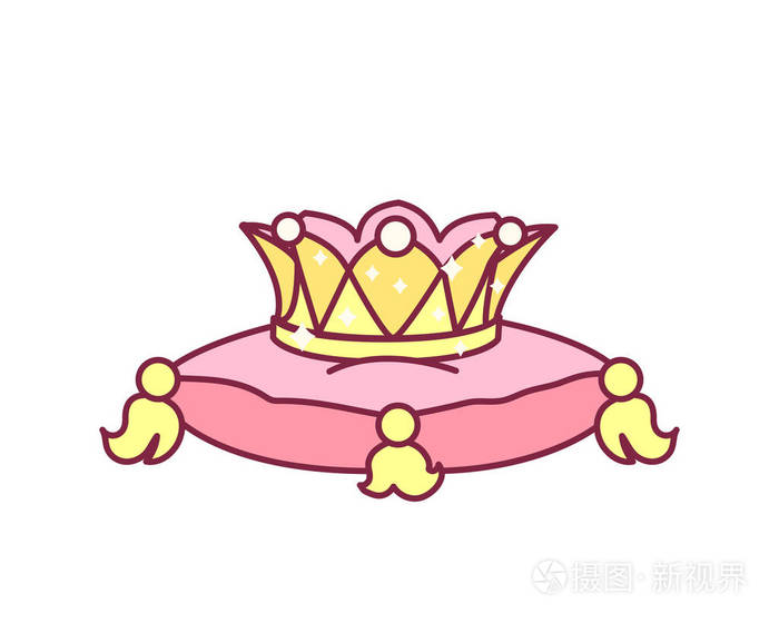 女王公主枕头上的矢量可爱皇冠