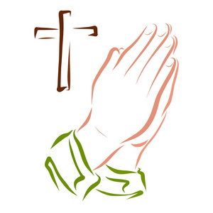 带着木十字架和圣经祈祷的牧师木十字架祈祷牧师天主教祖母在忧郁祈祷