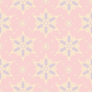 花卉无缝背景。 壁纸纺织品和织物的粉红色蓝色和黄色花型