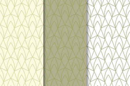 橄榄绿和白色几何装饰。 一套垂直无缝图案的网页纺织品和壁纸