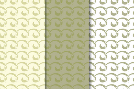 橄榄绿和白色几何装饰。 一套垂直无缝图案的网页纺织品和壁纸