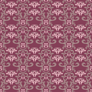 无缝背景。 壁纸纺织品和织物的花紫红色图案