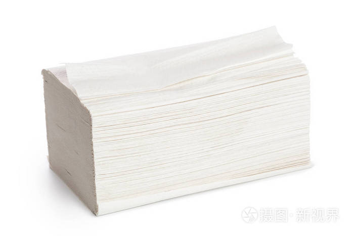 纸巾堆在白色背景上
