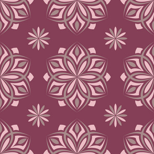 紫色红色花卉无缝图案。 壁纸纺织品和织物花卉设计元素背景