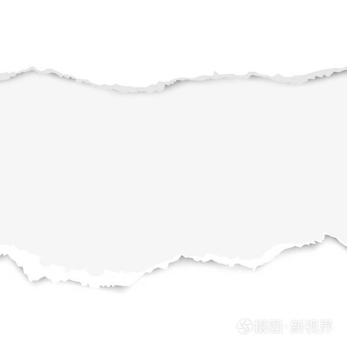 现实撕裂的纸集与撕裂的边缘空间的文本撕纸边缘