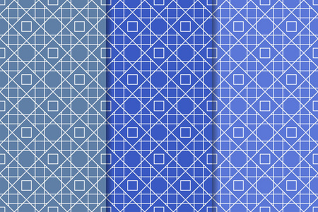 蓝色几何垂直无缝图案的网络纺织和壁纸