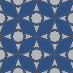 壁纸纺织品和织物的蓝色几何无缝图案