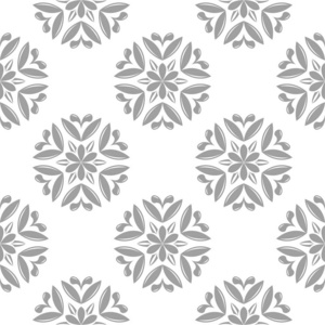 白色背景上的浅灰色花卉设计。 纺织品和壁纸的无缝图案