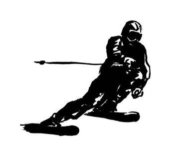 滑雪者的手刷素描。 矢量插图