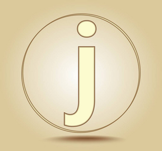 字母 j 小写, 圆金色图标在浅金色渐变背景.社交媒体图标.