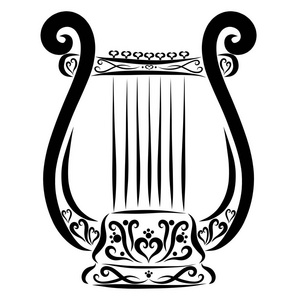 小香肩纹身图案美丽的图案小竖琴音乐照片