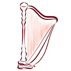 素描竖琴乐器图片