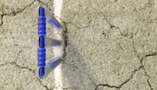 一组蓝色的蟋蟀灯芯在开裂的草地背景3D渲染