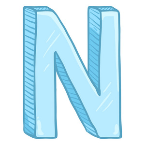 单个卡通冰蓝色字母n照片