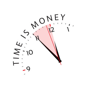 时间，时间，金钱概念，五分钟，十二个红色时期，时间管理，简单的矢量插图
