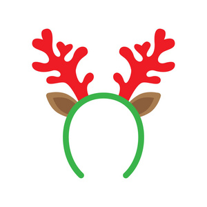 白色背景上隔离的驯鹿鹿角面具. 圣诞快乐. 矢量插图照片