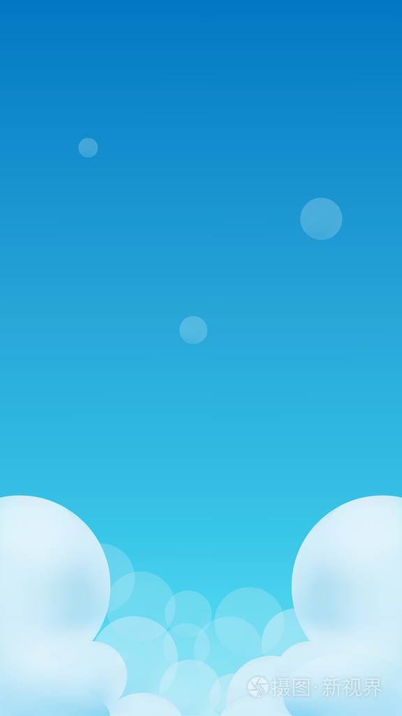蓝色梯度天空和云彩矢量插画卡通手机游戏